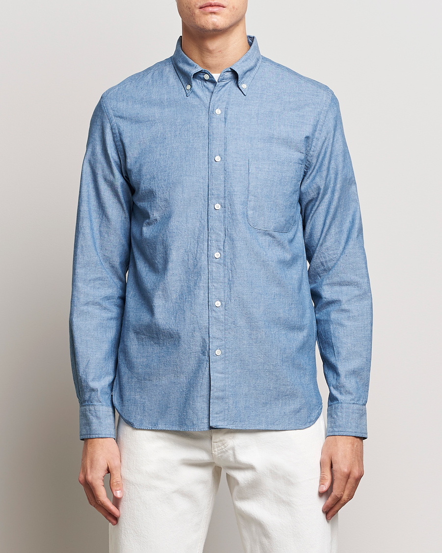 Men | Shirts | BEAMS PLUS | Chambray Button Down Shirt Blue
