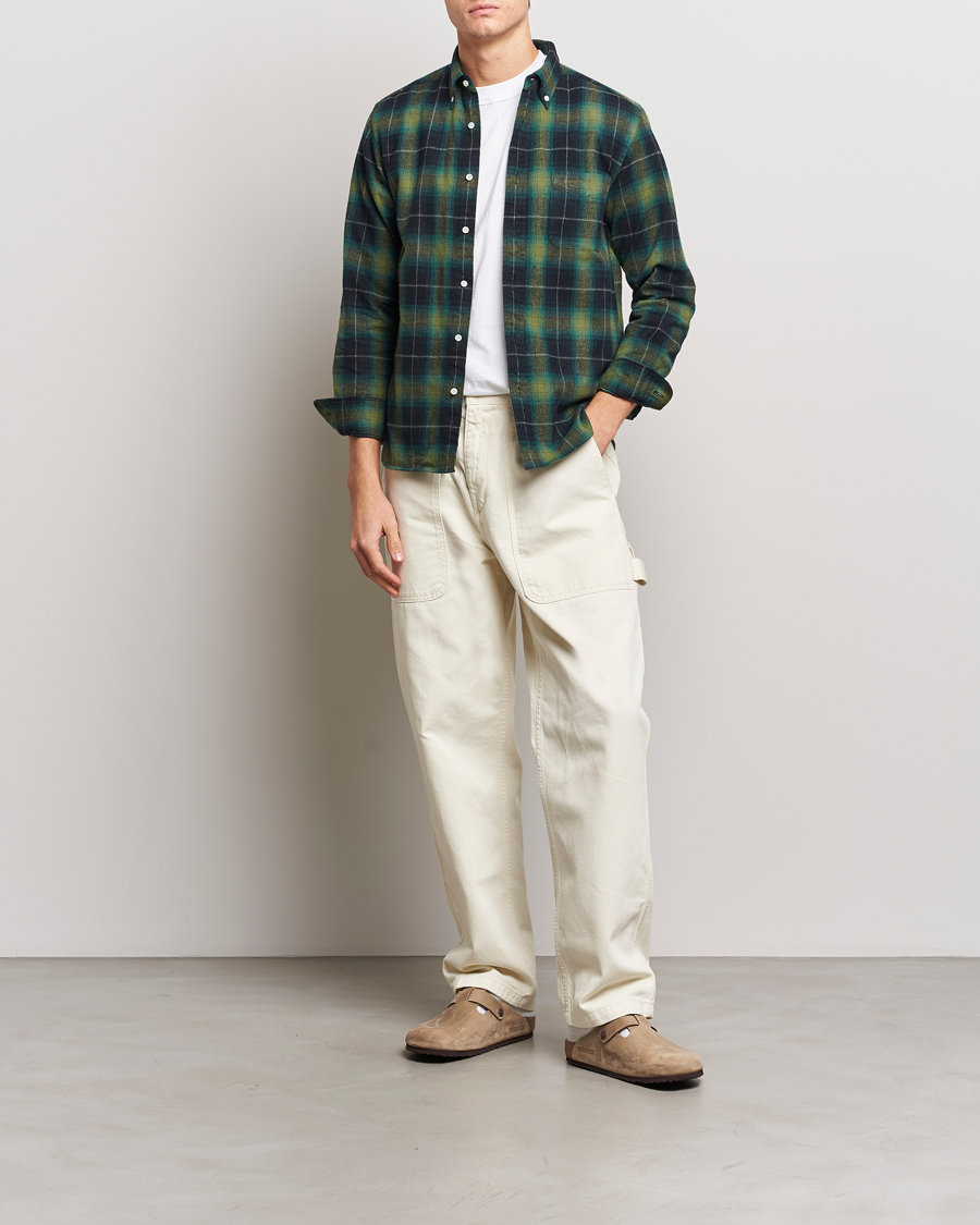 Men | Shirts | BEAMS PLUS | Shaggy Flannel Button Down Shirt Green Check