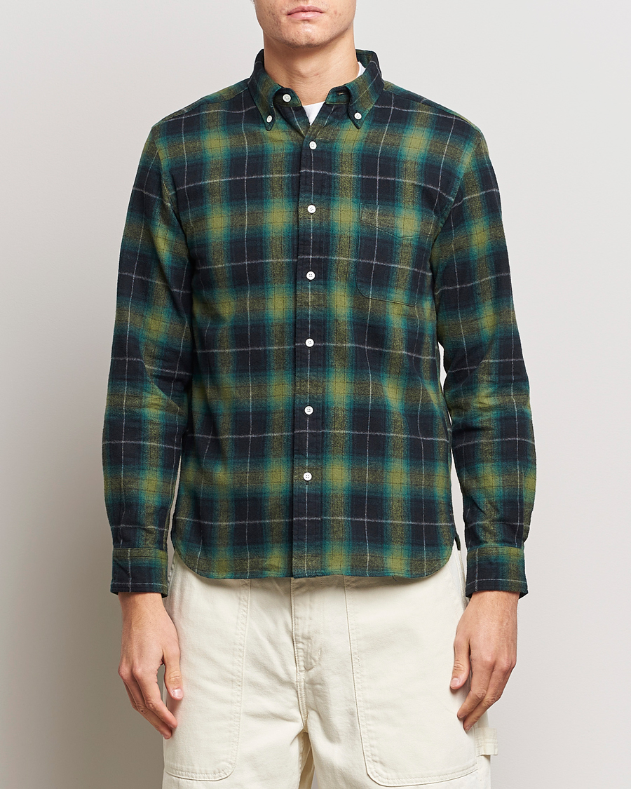 Men | Shirts | BEAMS PLUS | Shaggy Flannel Button Down Shirt Green Check