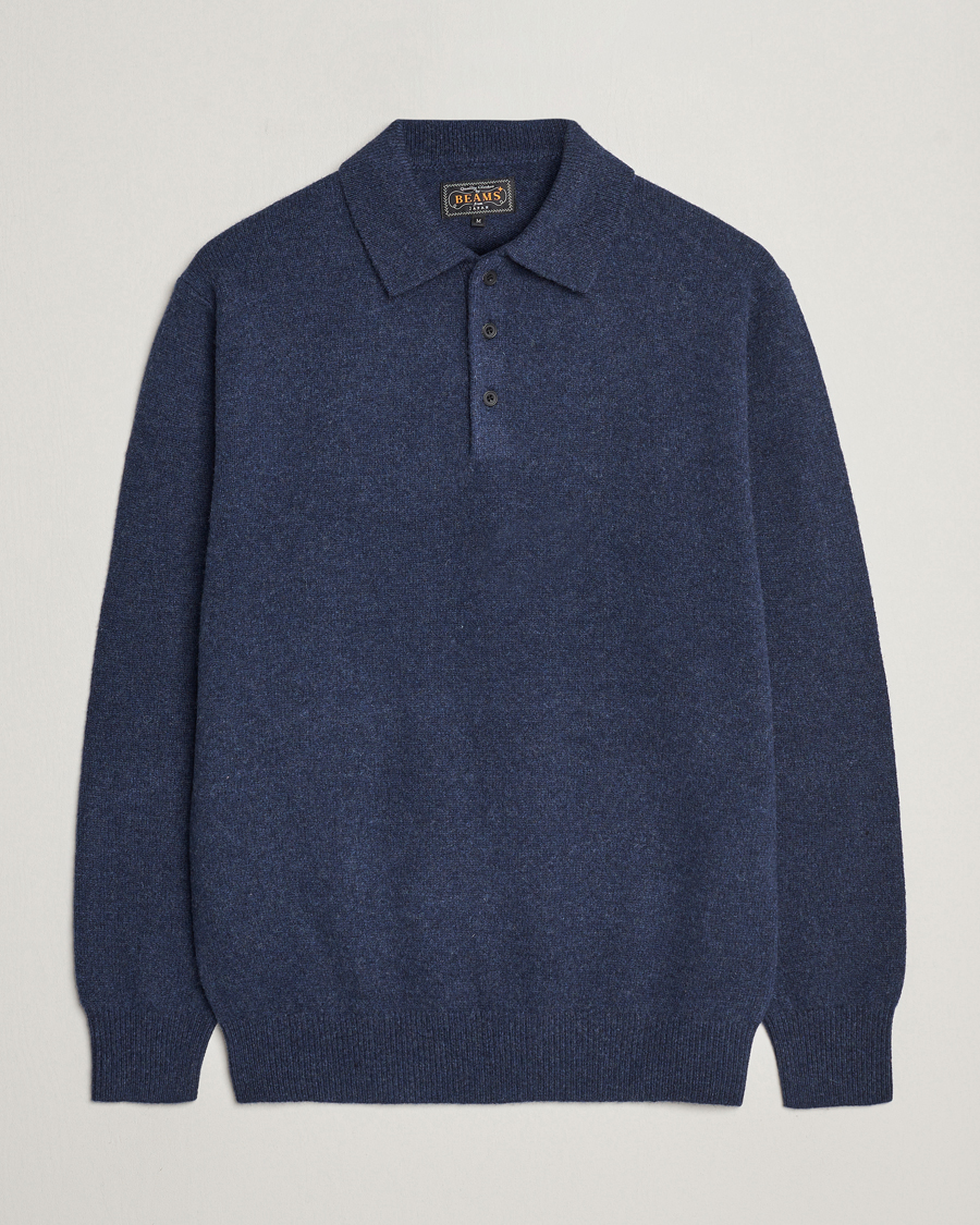 Men | Sweaters & Knitwear | BEAMS PLUS | Knitted Wool Polo Navy