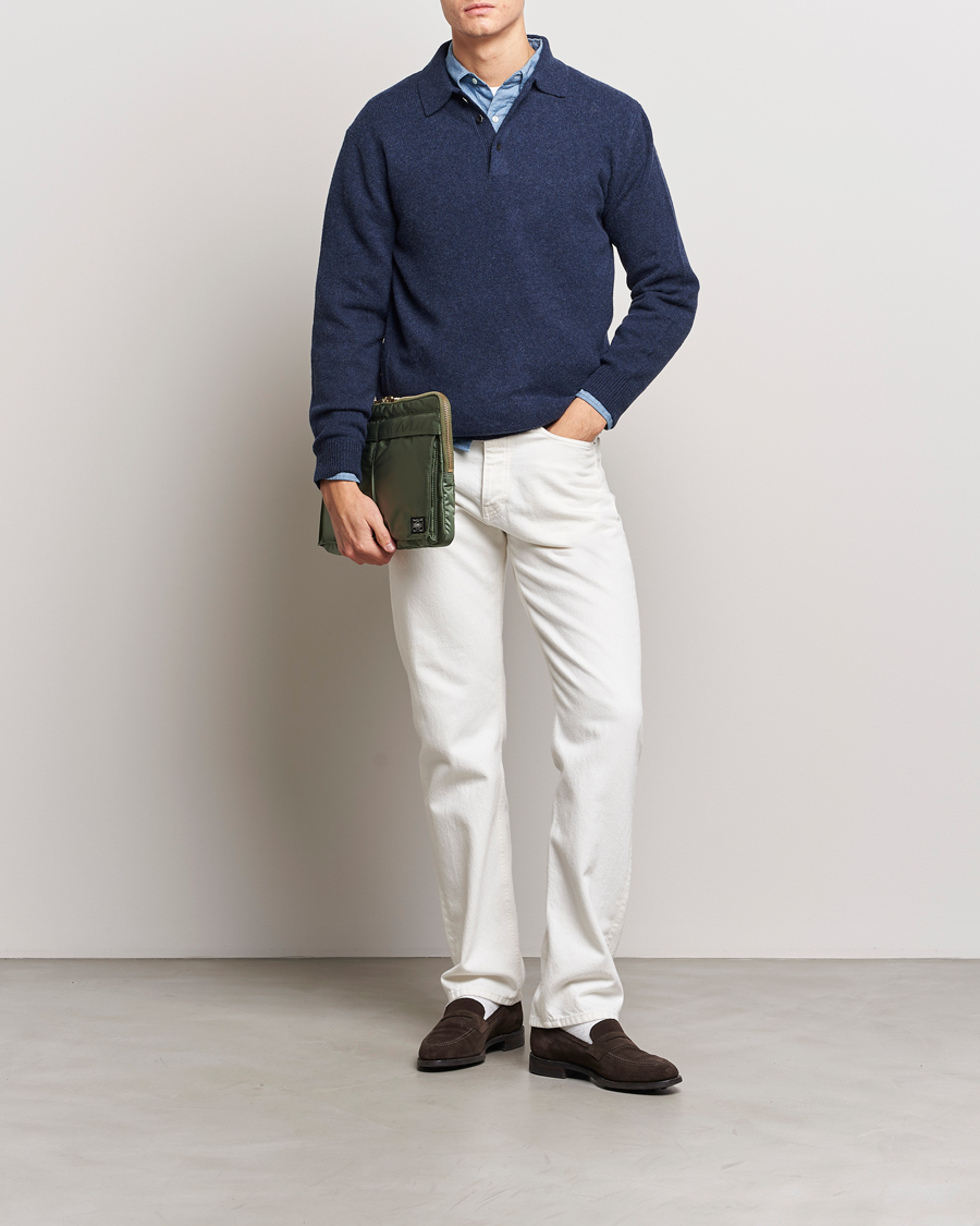 Men | Sweaters & Knitwear | BEAMS PLUS | Knitted Wool Polo Navy