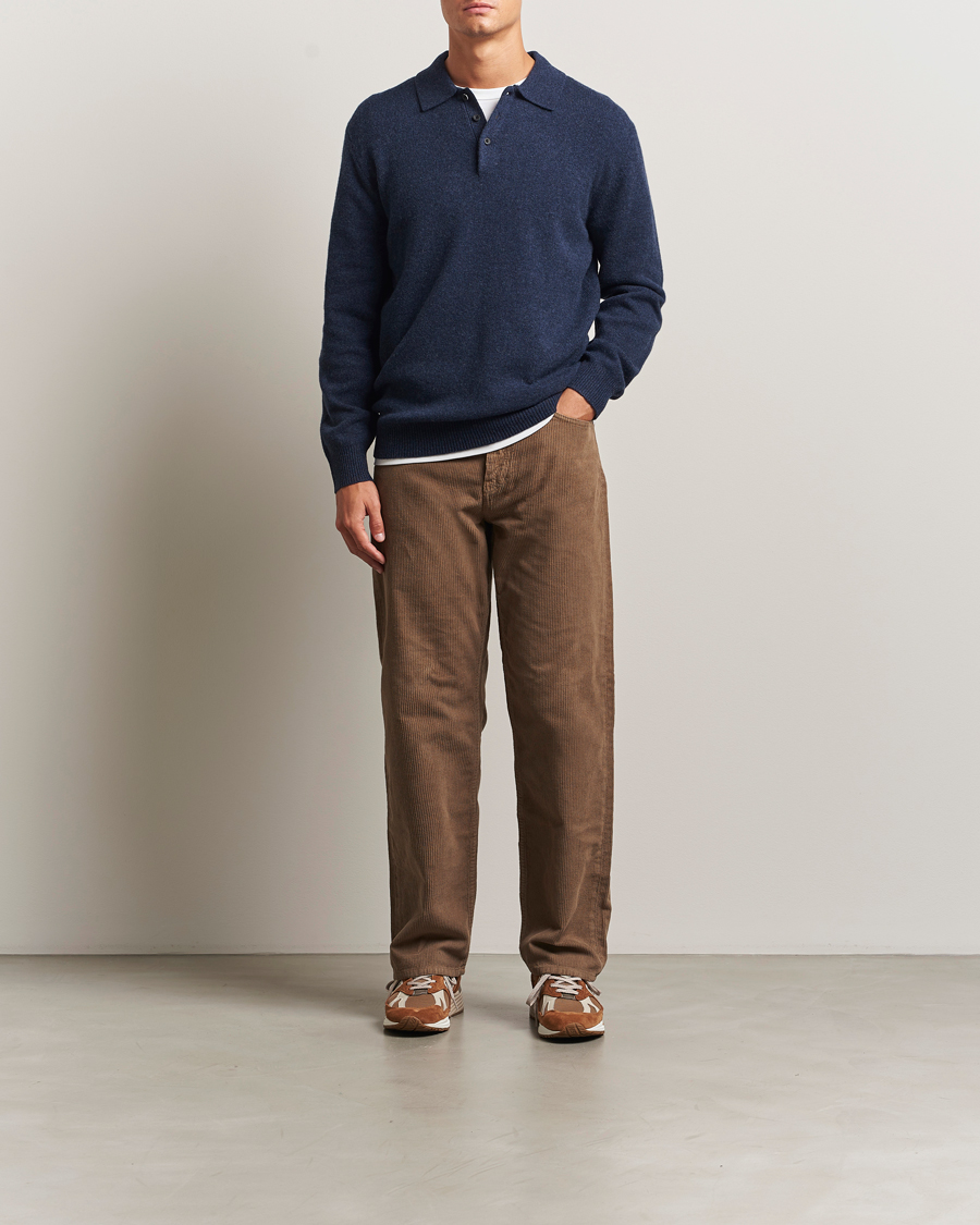 Men | Sweaters & Knitwear | BEAMS PLUS | Knitted Wool Polo Navy