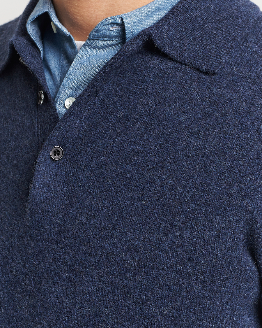 Men | Sweaters & Knitwear | BEAMS PLUS | Knitted Wool Polo Navy
