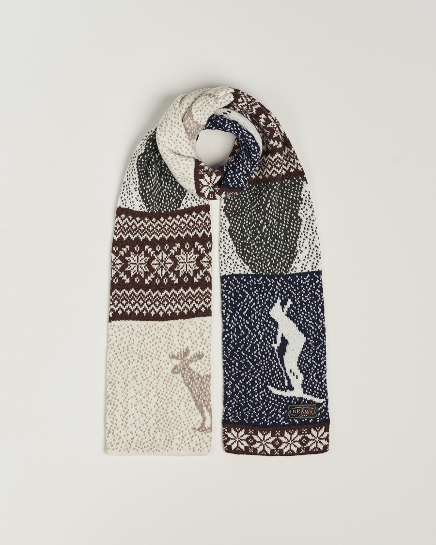 Men | BEAMS PLUS Nordic Jacquard Muffler Scarf Natural | BEAMS PLUS | Nordic Jacquard Muffler Scarf Natural