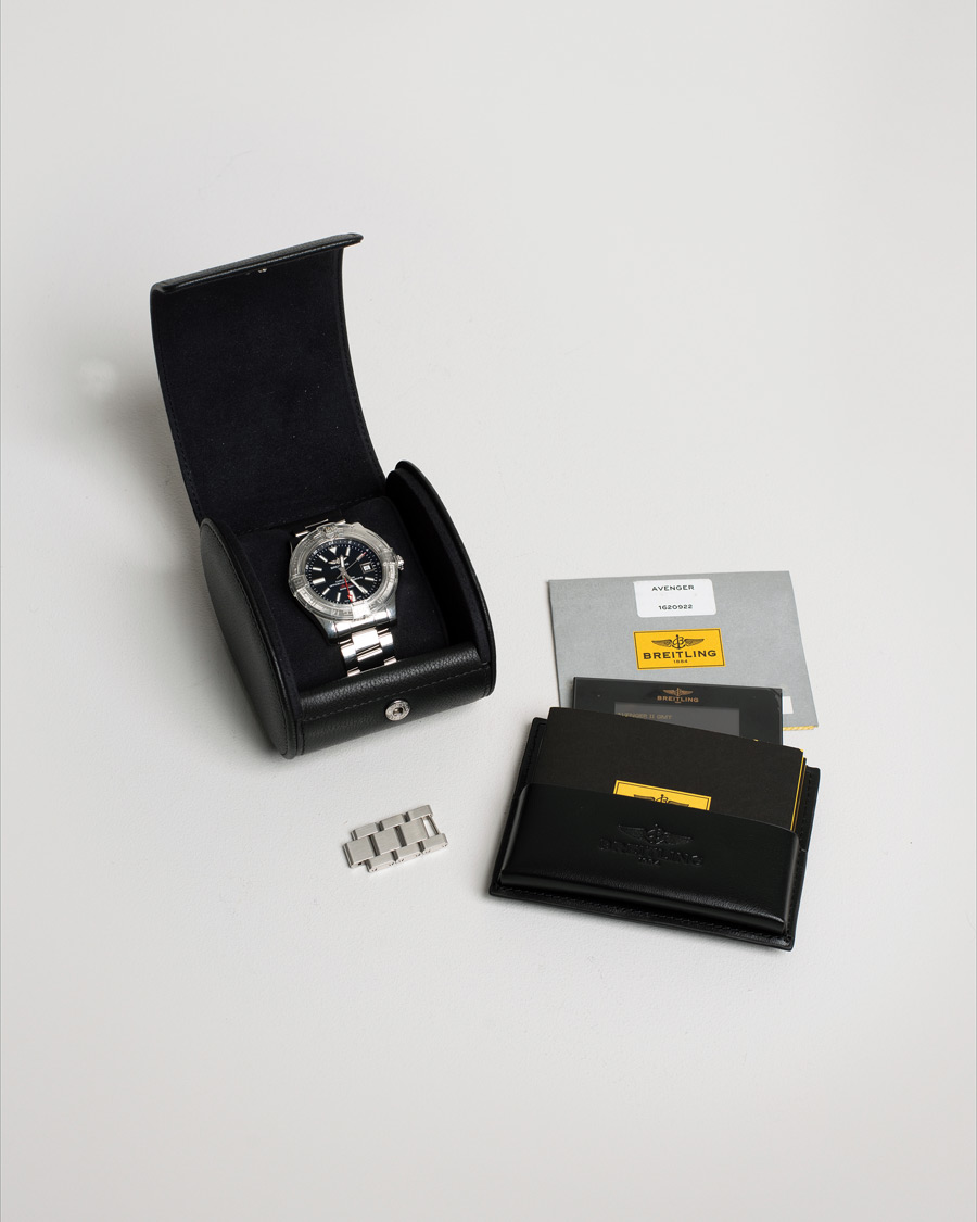Men | Breitling Pre-Owned Avenger II GMT A3239011 Steel Black | Breitling Pre-Owned | Avenger II GMT A3239011 Steel Black