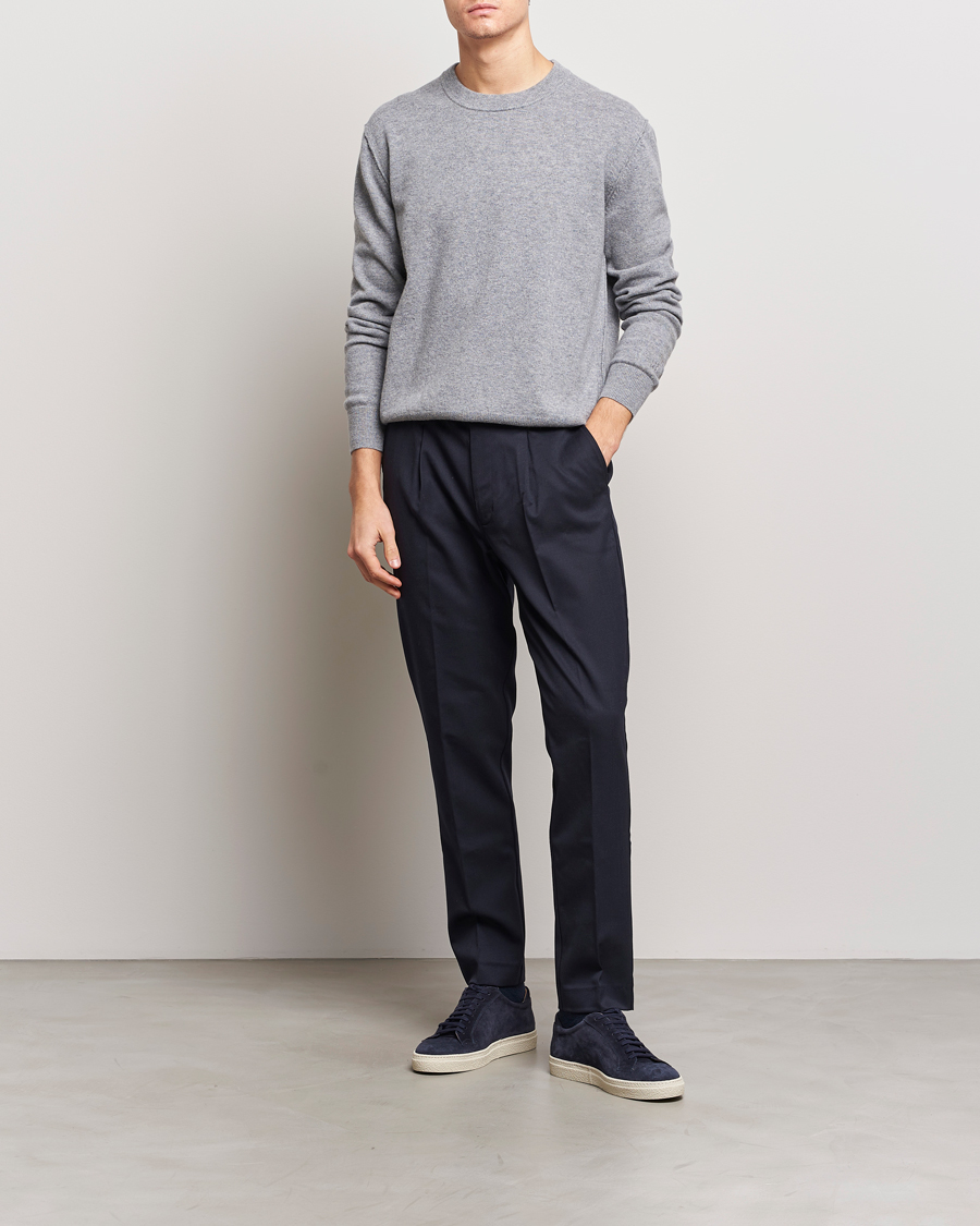 Men | Sweaters & Knitwear | Filippa K | 93 Knitted Lambswool Crew Neck Sweater Grey Melange