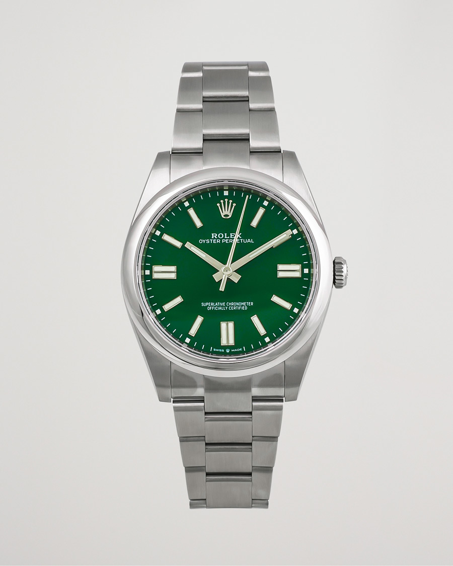 Men | Rolex Pre-Owned Oyster Perpetual 41 Green Steel | Rolex Pre-Owned | Oyster Perpetual 41 Green Steel