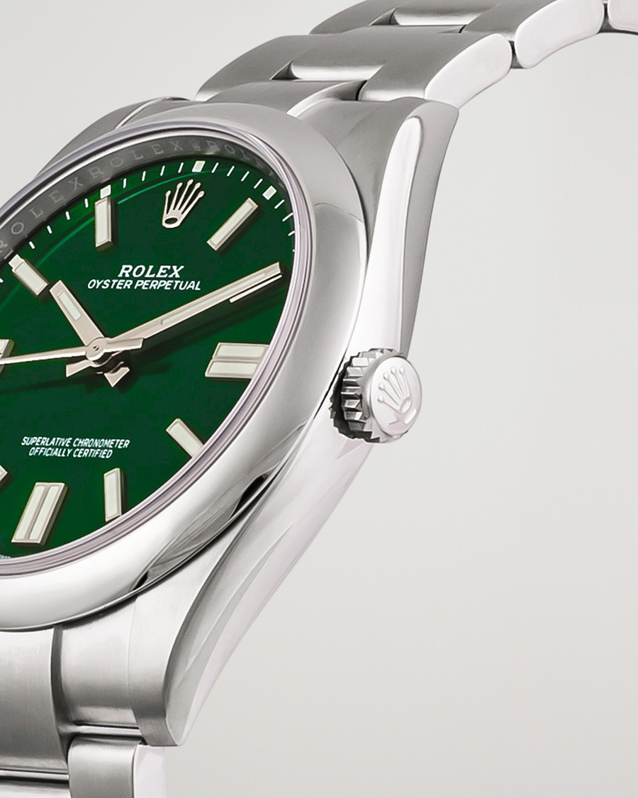 Men | Rolex Pre-Owned Oyster Perpetual 41 Green Steel | Rolex Pre-Owned | Oyster Perpetual 41 Green Steel