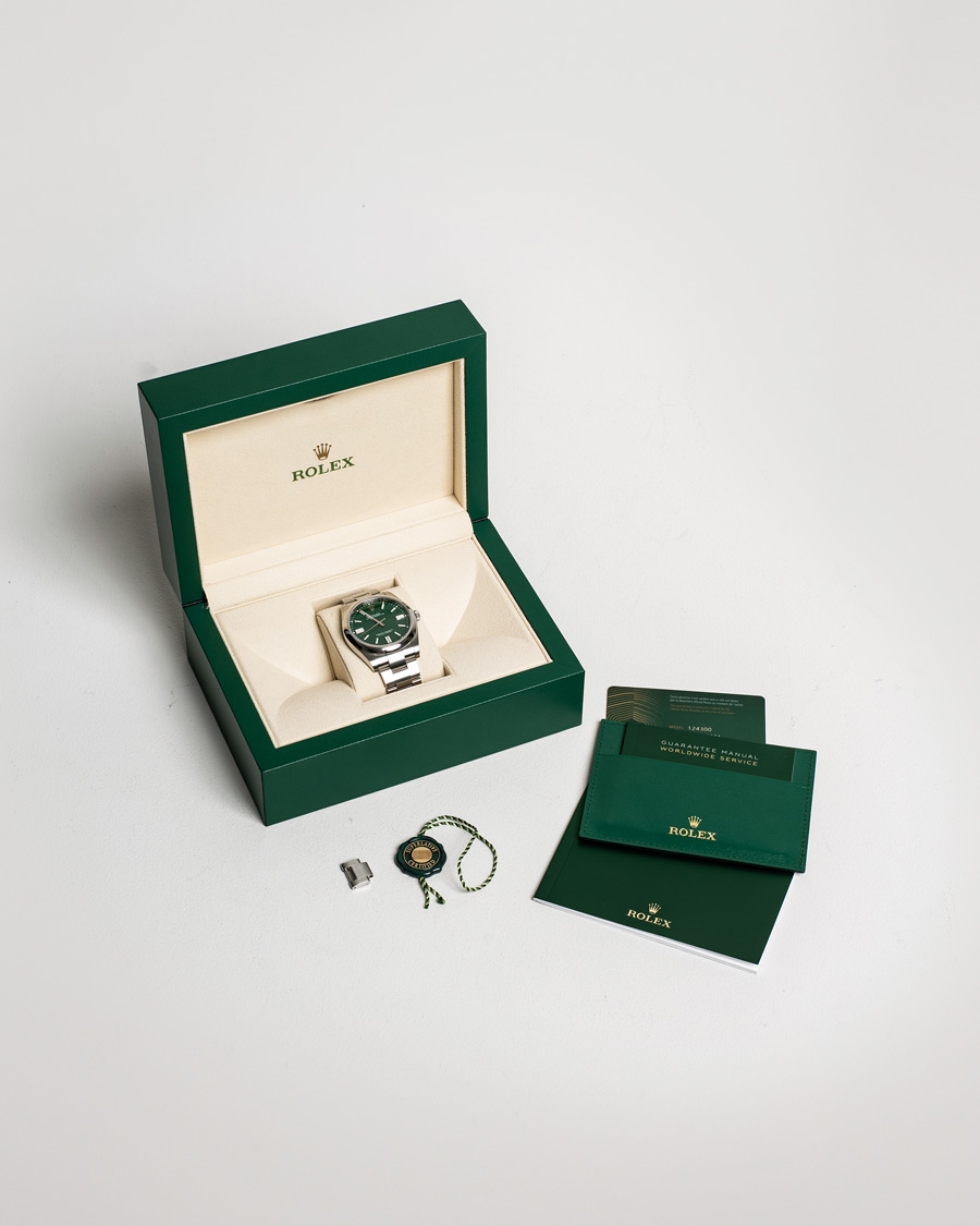 Men | Rolex Pre-Owned Oyster Perpetual 41 Green Steel | Rolex Pre-Owned | Oyster Perpetual 41 Green Steel