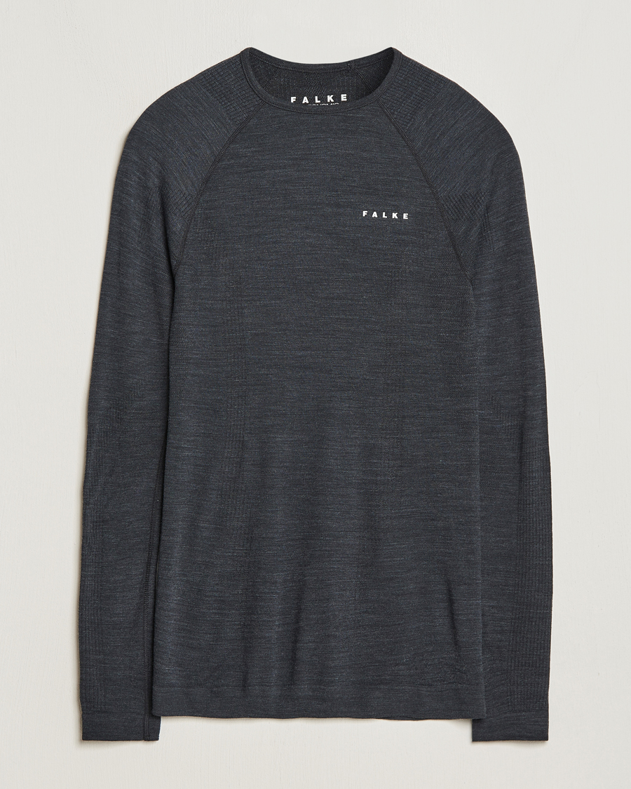 Men | T-Shirts | Falke Sport | Falke Long Sleeve Wool Tech Shirt Black