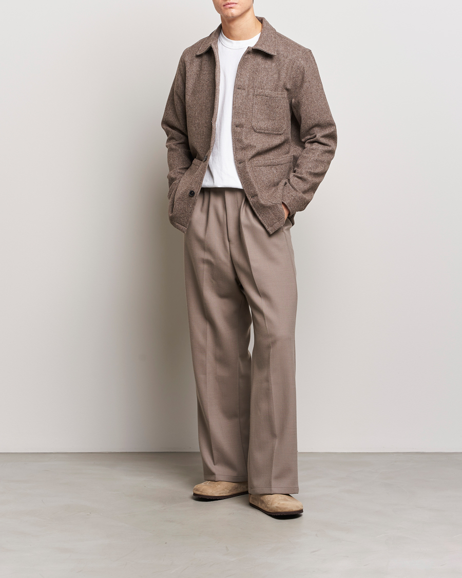 Men | Shirts | A Day's March | Original Wool Overshirt Taupe Melange