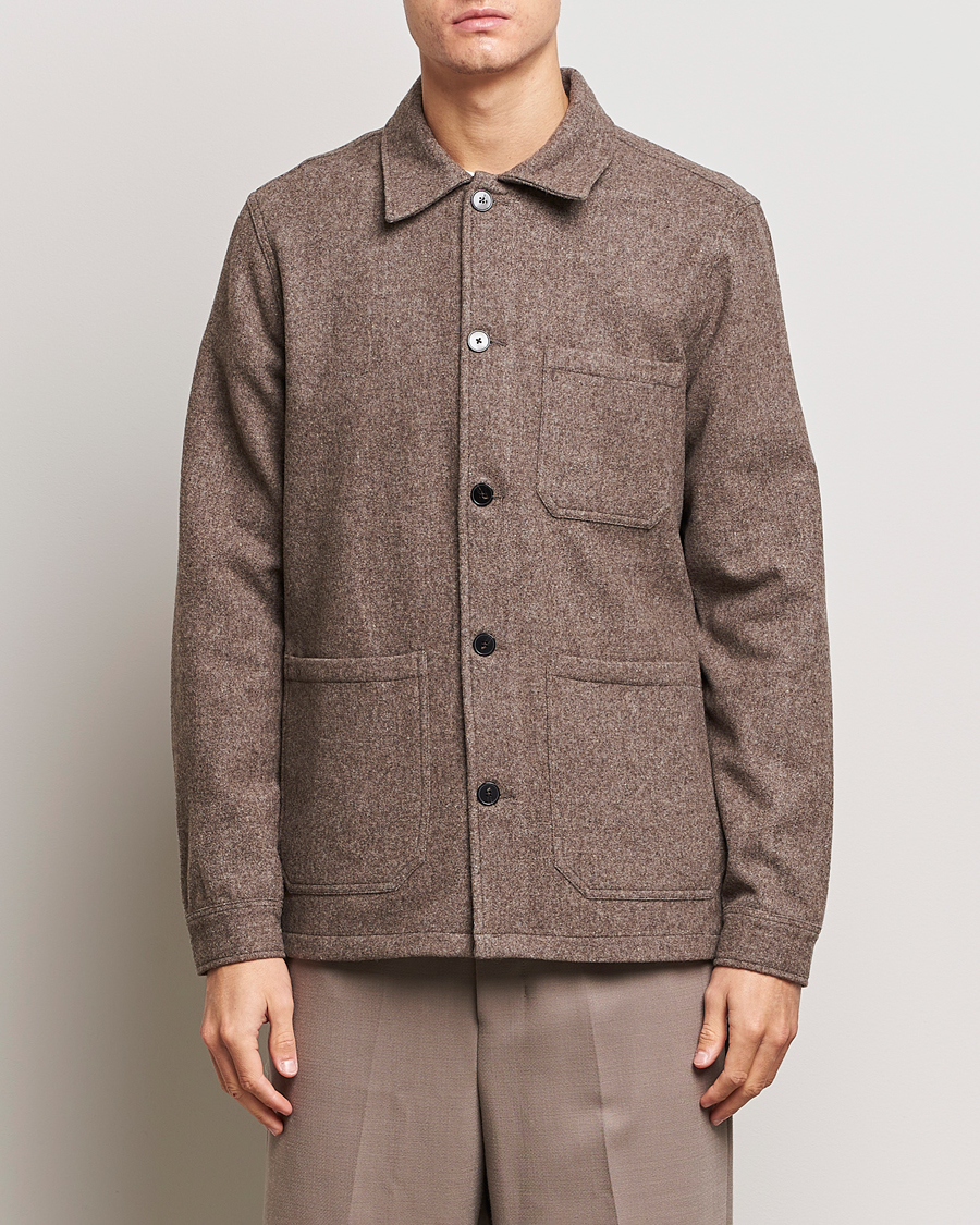 Men | Shirts | A Day's March | Original Wool Overshirt Taupe Melange