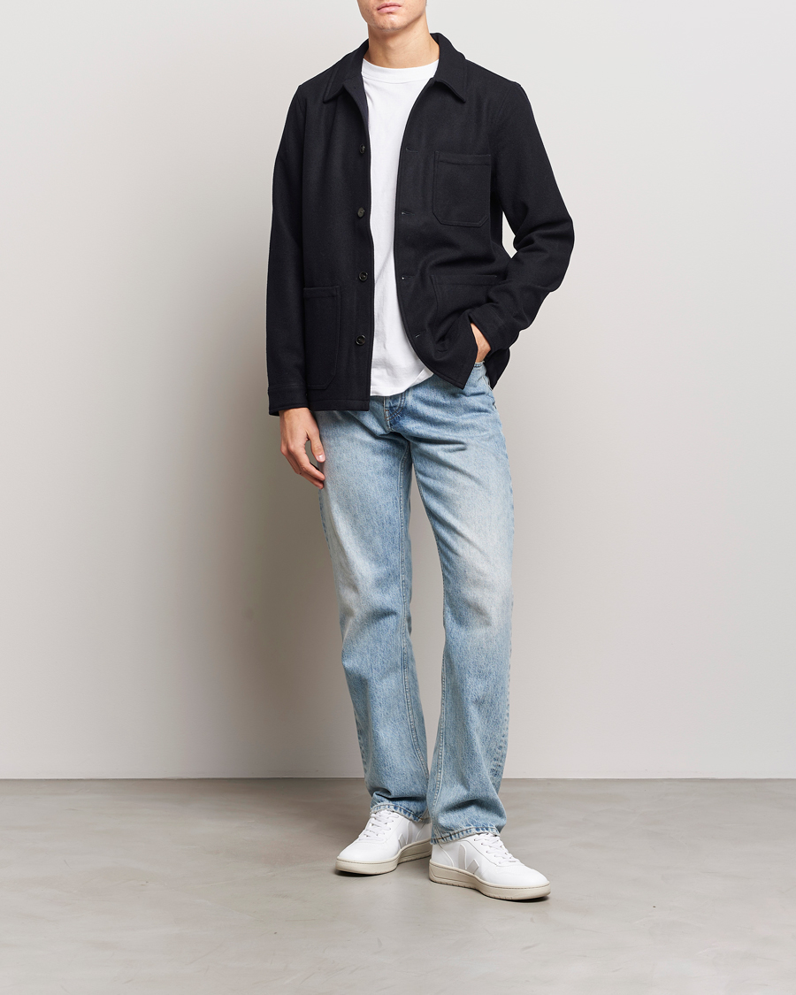 Men | Coats & Jackets | A Day's March | Wool Overshirt Navy