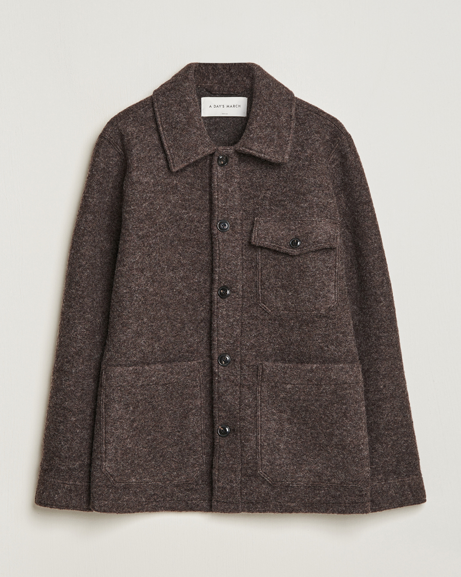 Men | Shirts | A Day's March | Chaumont Heavy Wool Overshirt Taupe