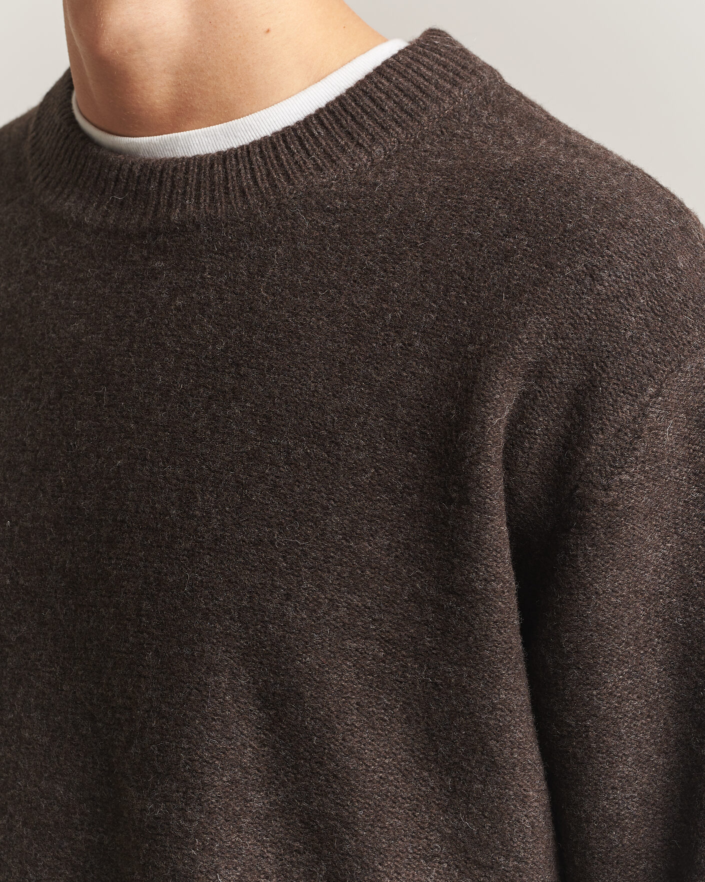 Men | Sweaters & Knitwear | A Day's March | Tietar Boiled Merino Sweater Java Brown