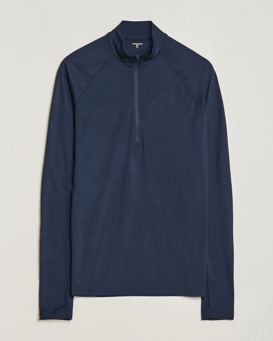Men | Sweaters & Knitwear | Houdini | Desoli Merino Light Half Zip Blue Illusion