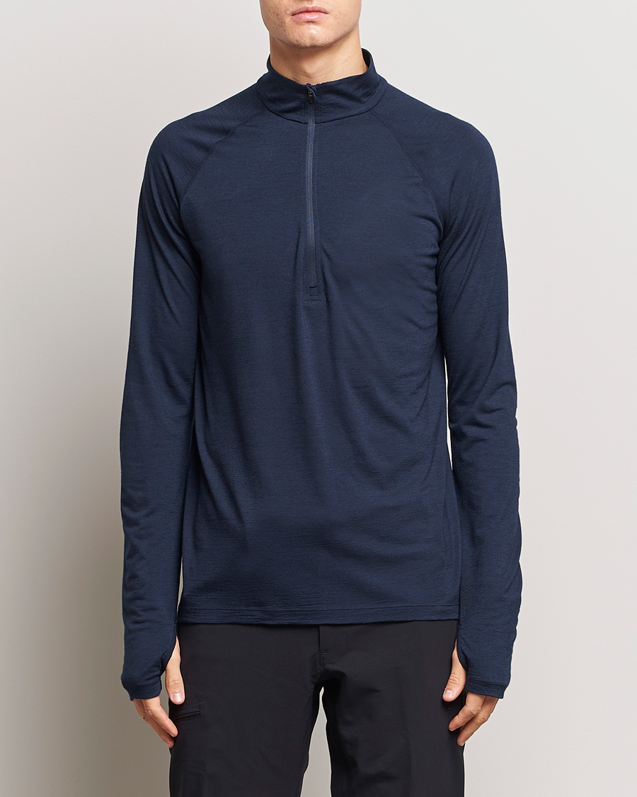 Men | Sweaters & Knitwear | Houdini | Desoli Merino Light Half Zip Blue Illusion