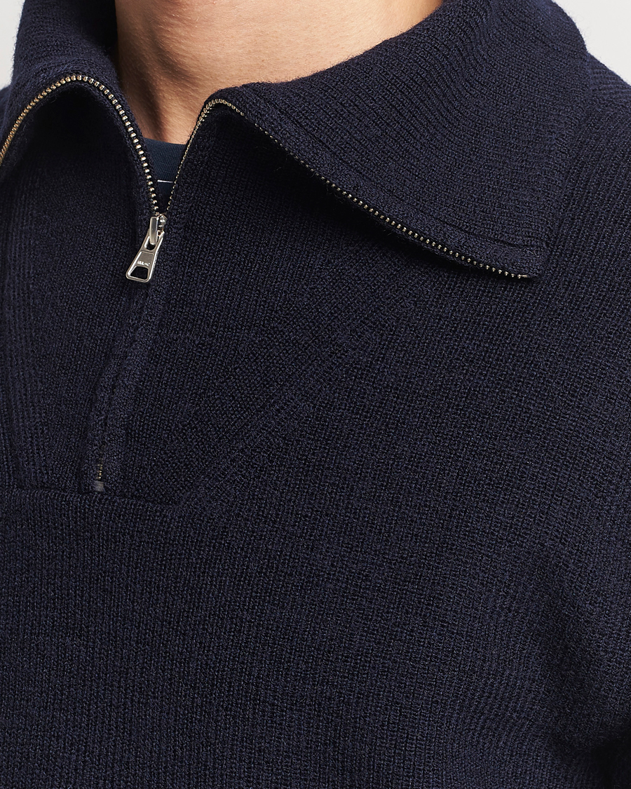 Men | Sweaters & Knitwear | NN07 | Carl Rib Knitted Half Zip Navy Blue