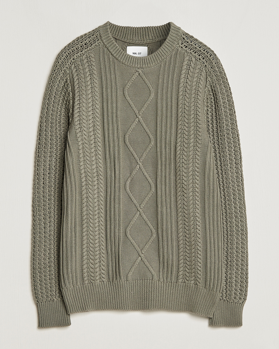 Men | Sweaters & Knitwear | NN07 | Caleb Cable Knit Sweater Khaki Sand