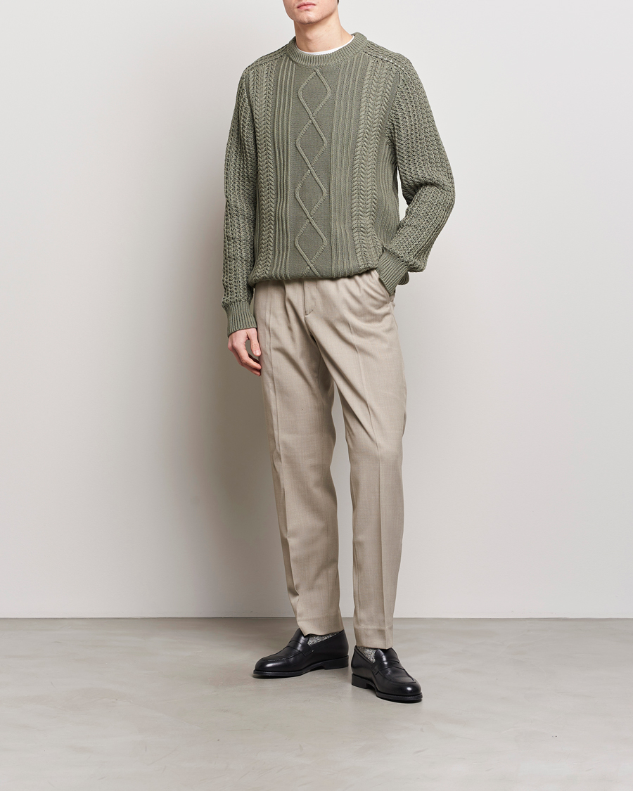Men | Sweaters & Knitwear | NN07 | Caleb Cable Knit Sweater Khaki Sand
