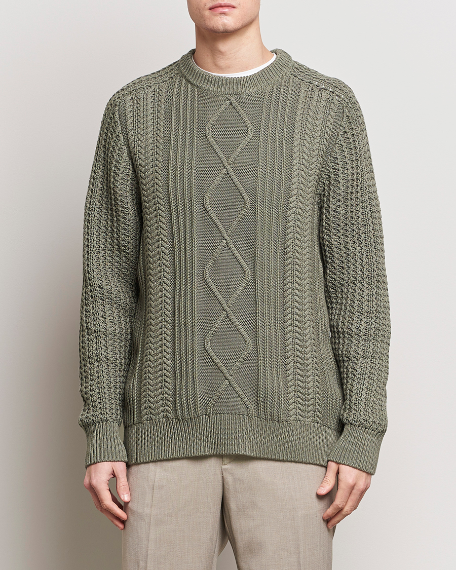 Men | Sweaters & Knitwear | NN07 | Caleb Cable Knit Sweater Khaki Sand