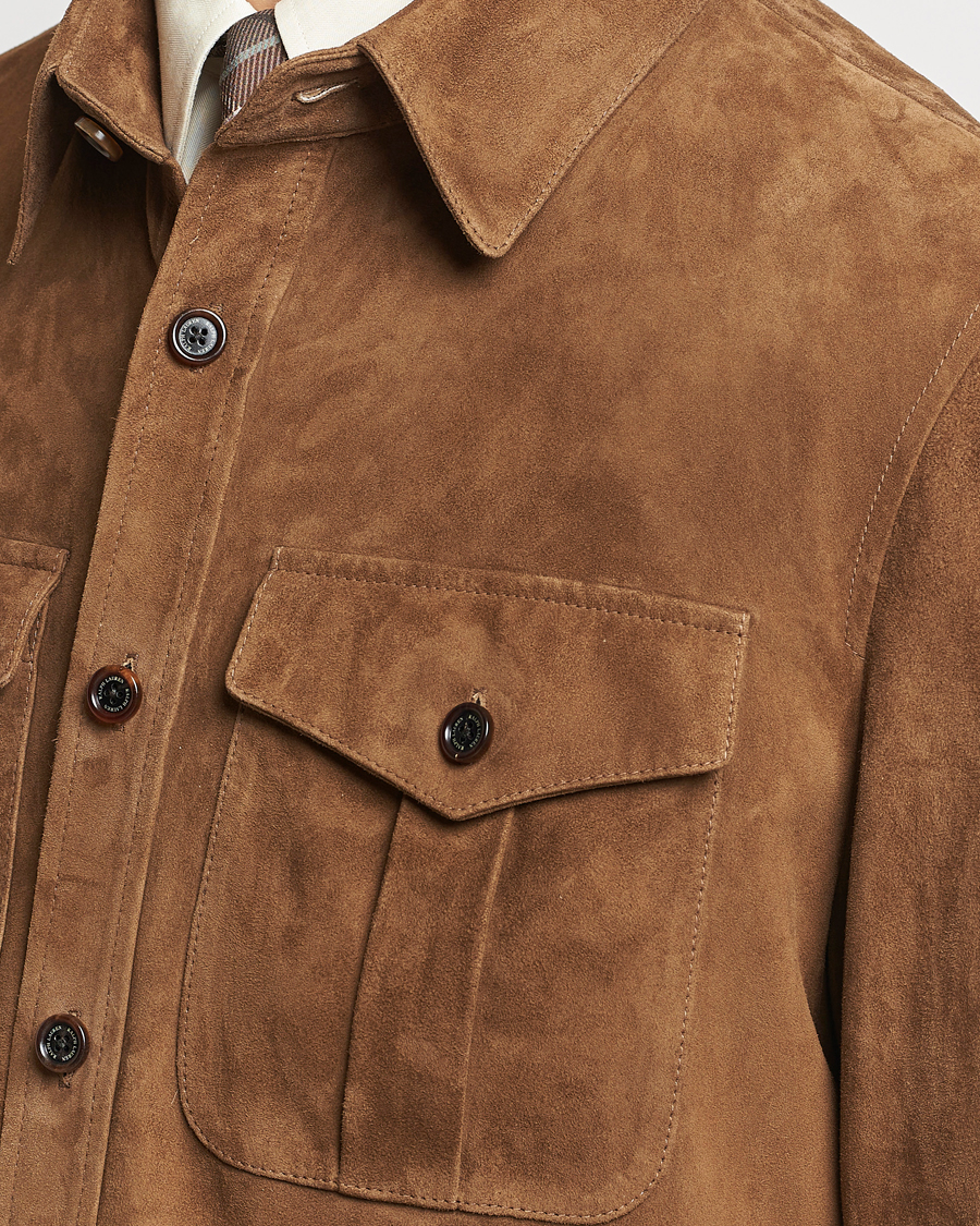 Men | Coats & Jackets | Ralph Lauren Purple Label | Suede Shirt Jacket Dark Brown