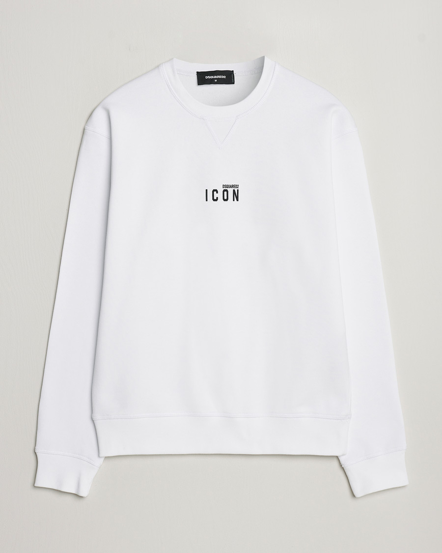 Men | Sweaters & Knitwear | Dsquared2 | Icon Small Logo Crew Neck Sweatshirt White
