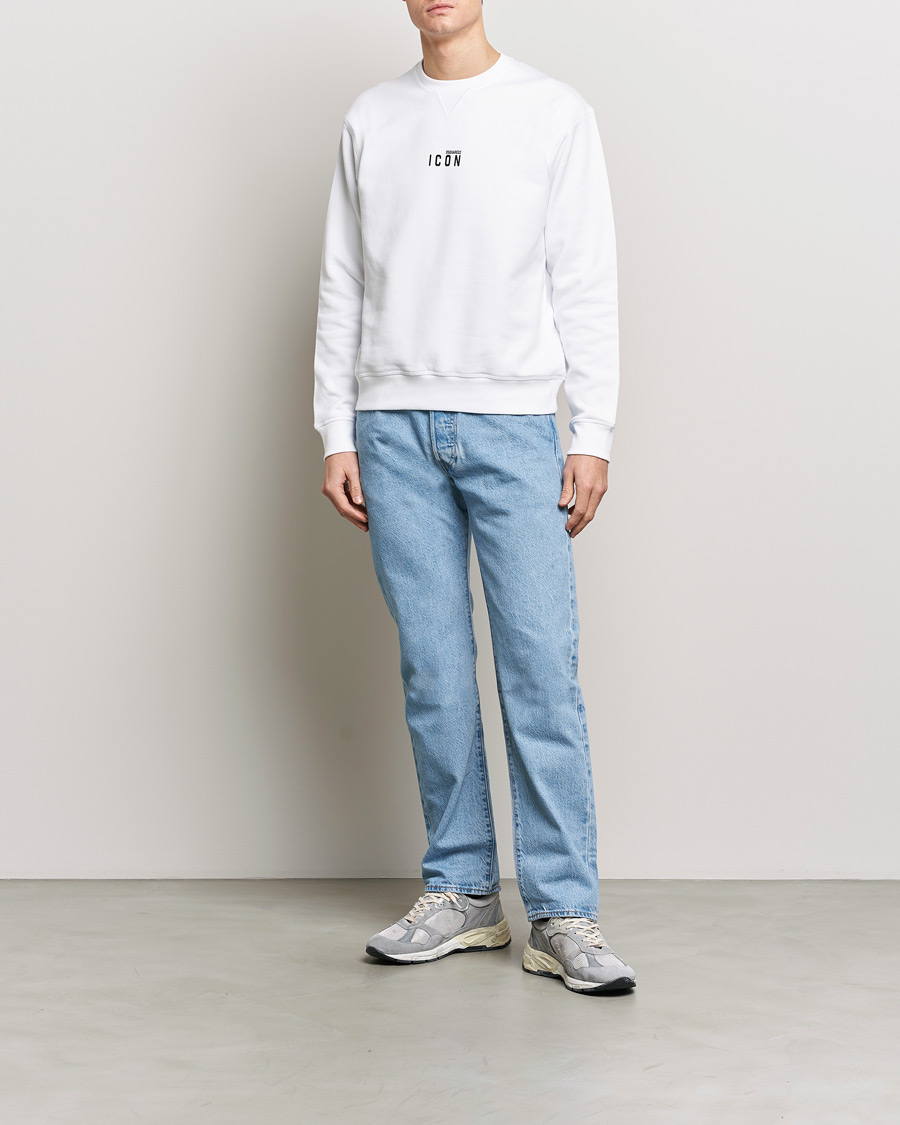 Men | Sweaters & Knitwear | Dsquared2 | Icon Small Logo Crew Neck Sweatshirt White