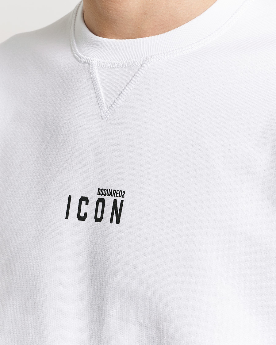Men | Sweaters & Knitwear | Dsquared2 | Icon Small Logo Crew Neck Sweatshirt White