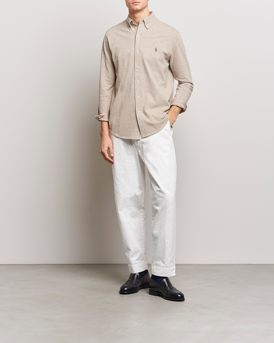 Men | Shirts | Polo Ralph Lauren | Featherweight Mesh Shirt Tuscan Beige Heather