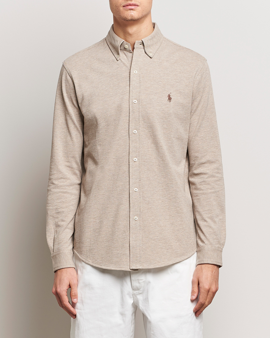 Men | Shirts | Polo Ralph Lauren | Featherweight Mesh Shirt Tuscan Beige Heather