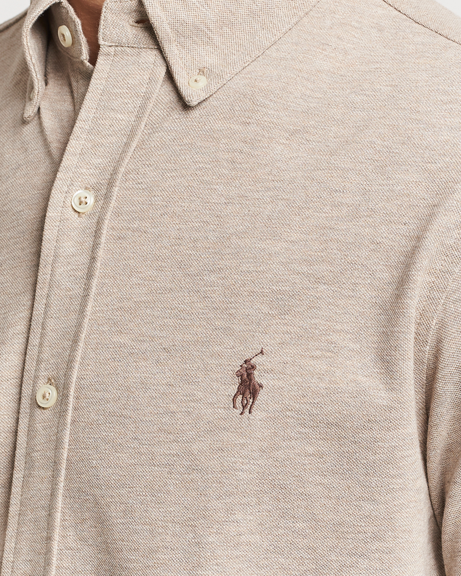 Men | Shirts | Polo Ralph Lauren | Featherweight Mesh Shirt Tuscan Beige Heather