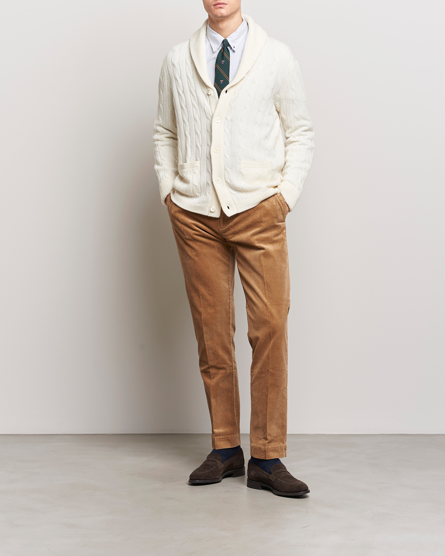 Men | Sweaters & Knitwear | Polo Ralph Lauren | Cashmere Cable Shawl Collar Cardigan Cream