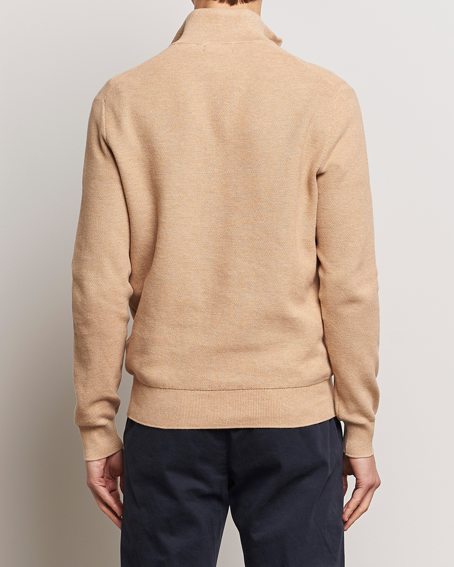 Men | Sweaters & Knitwear | Polo Ralph Lauren | Textured Half Zip Camel Melange