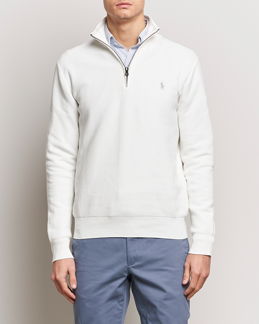 Men | Sweaters & Knitwear | Polo Ralph Lauren | Textured Half Zip Deckwash White