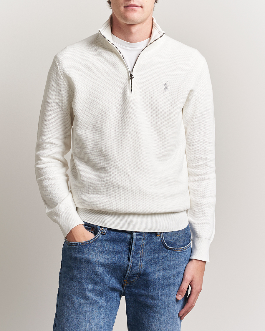 Men | Sweaters & Knitwear | Polo Ralph Lauren | Textured Half Zip Deckwash White