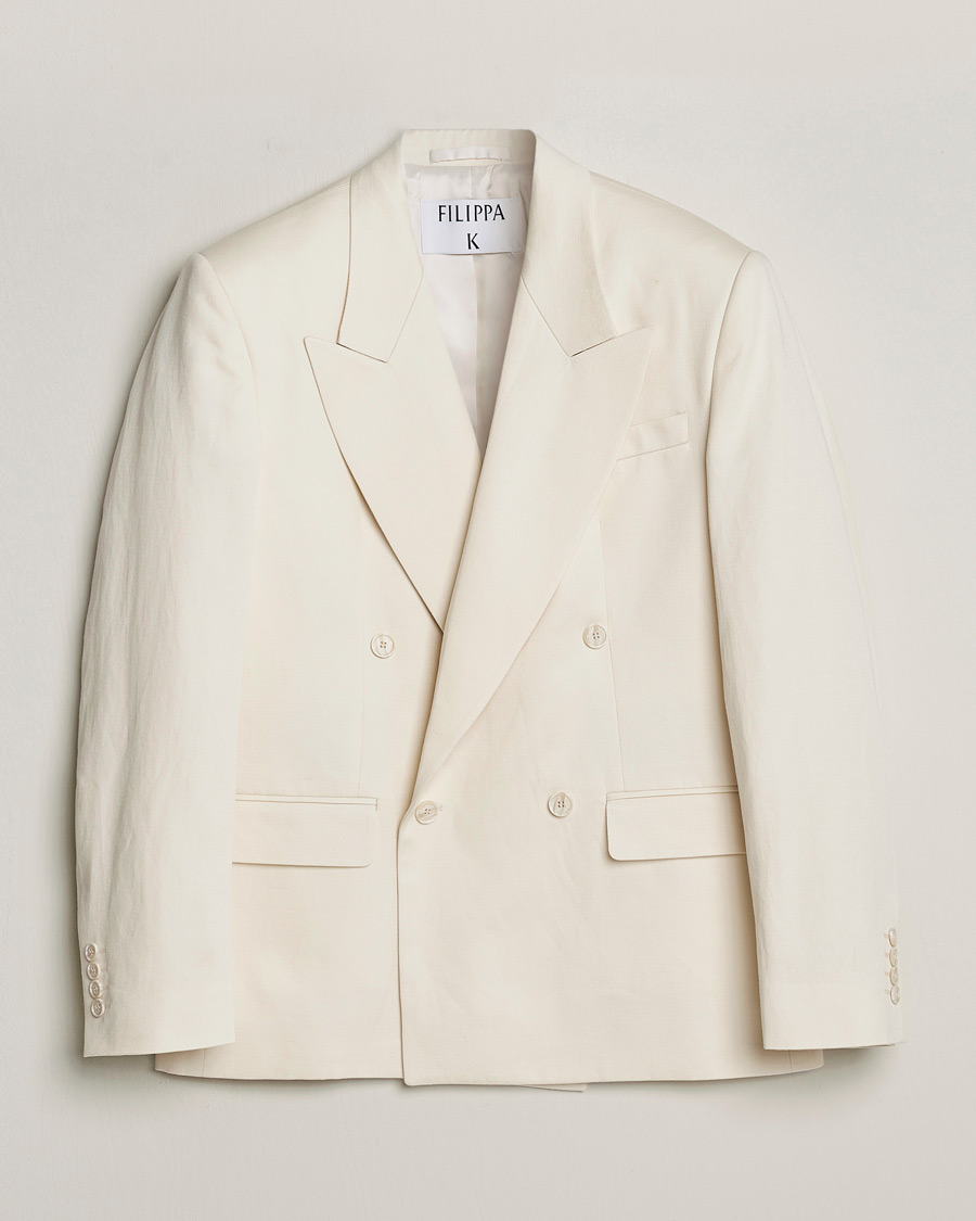 Men | Blazers | Filippa K | Boxy Linen Blazer Bone White
