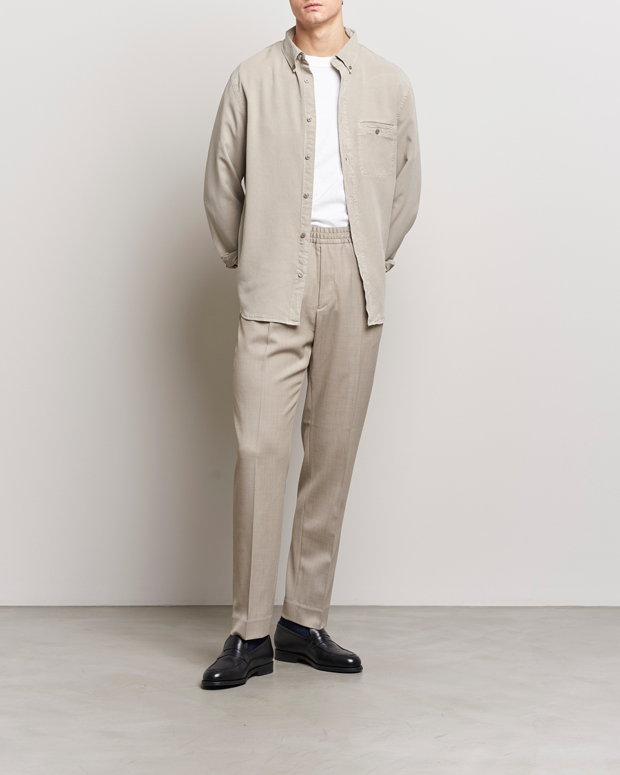 Men | Trousers | Filippa K | Relaxed Terry Wool Trousers Sage Melange