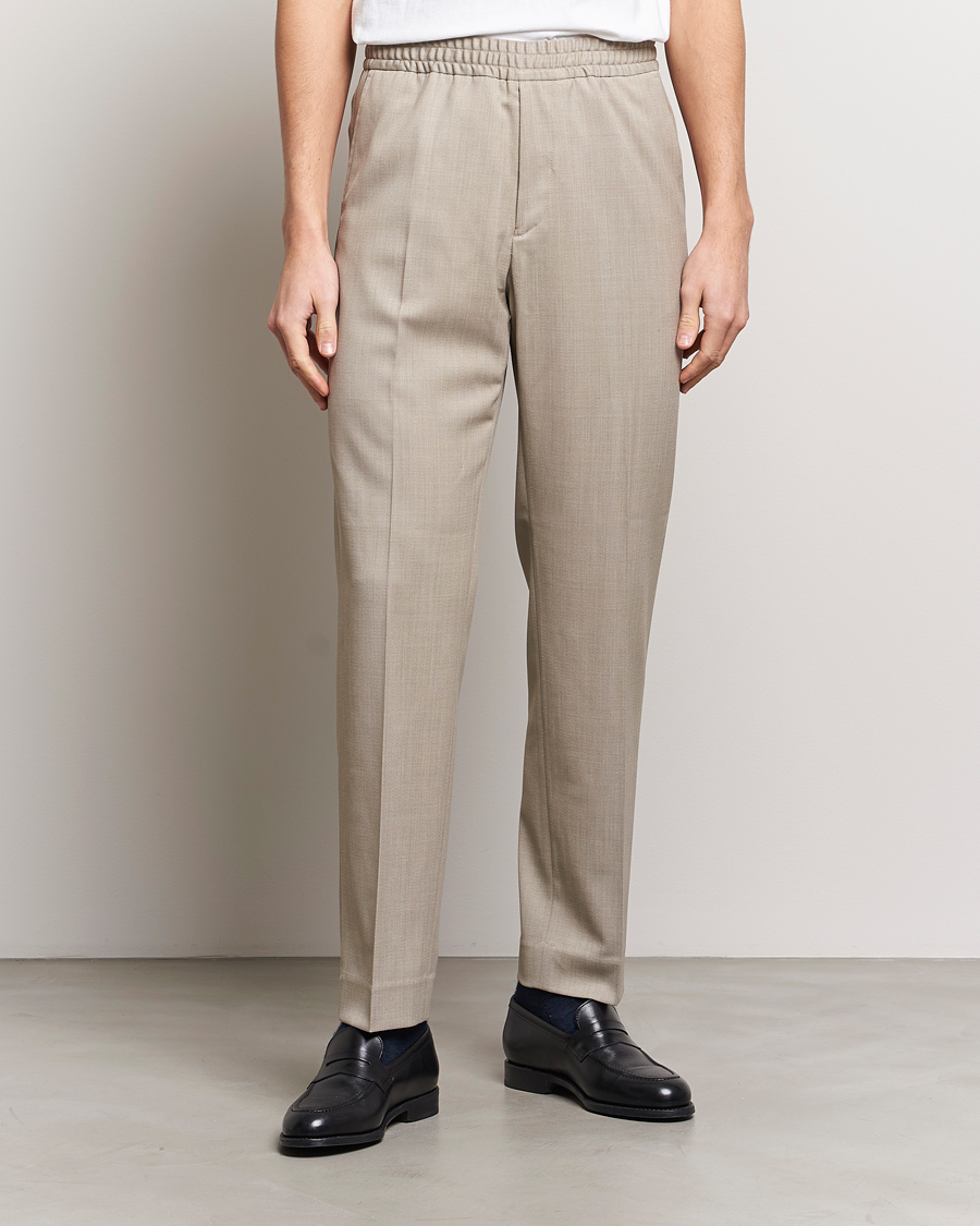 Men | Trousers | Filippa K | Relaxed Terry Wool Trousers Sage Melange