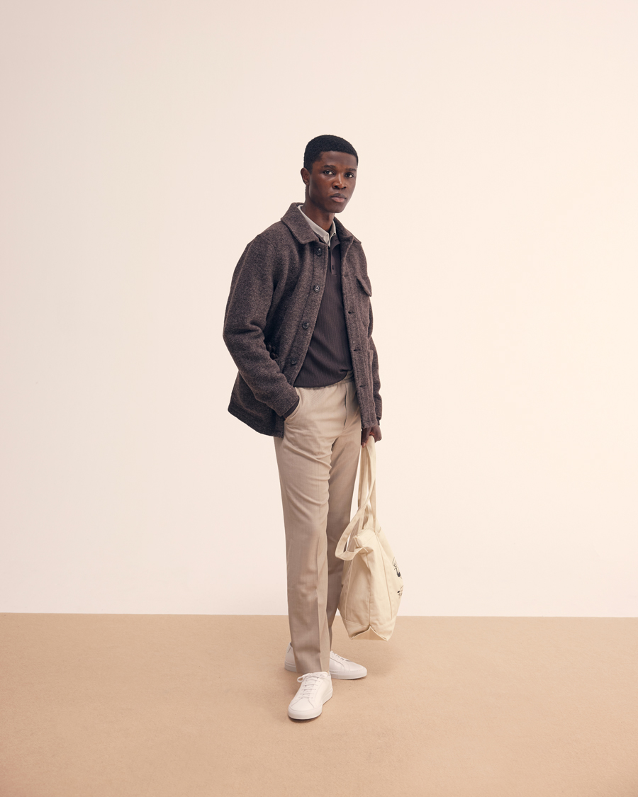 Men | Trousers | Filippa K | Relaxed Terry Wool Trousers Sage Melange