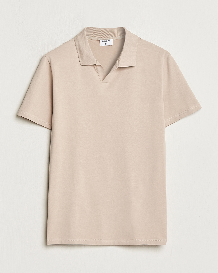 Men | Polo Shirts | Filippa K | Soft Lycra Polo T-Shirt Light Taupe