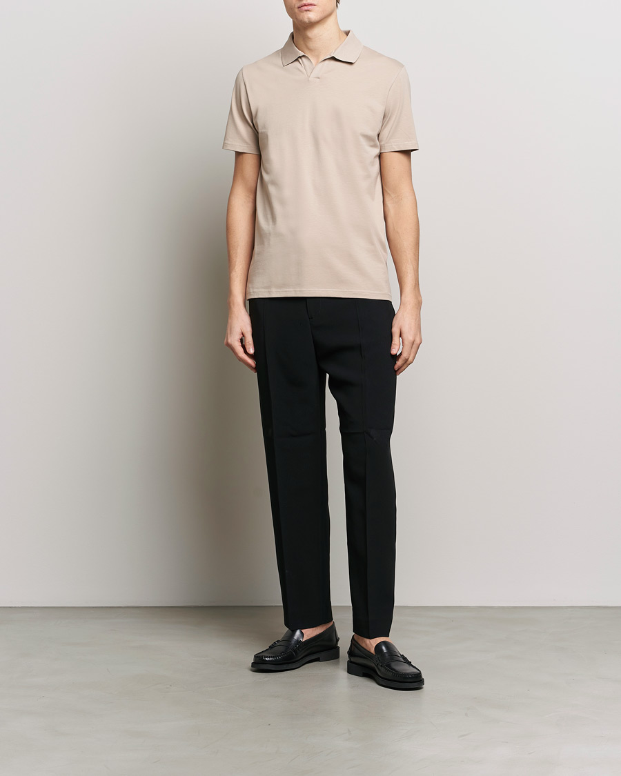 Men | Polo Shirts | Filippa K | Soft Lycra Polo T-Shirt Light Taupe