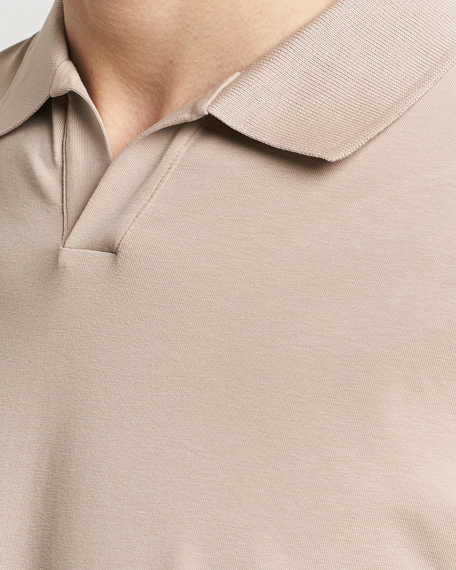 Men | Polo Shirts | Filippa K | Soft Lycra Polo T-Shirt Light Taupe