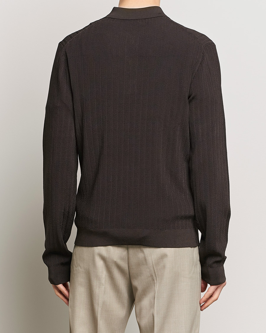 Men | Sweaters & Knitwear | Filippa K | Structured Knitted Polo Dark Oak