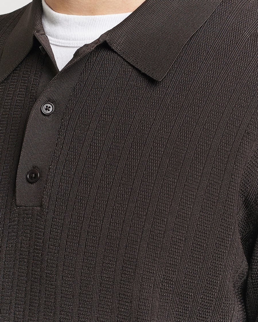 Men | Sweaters & Knitwear | Filippa K | Structured Knitted Polo Dark Oak