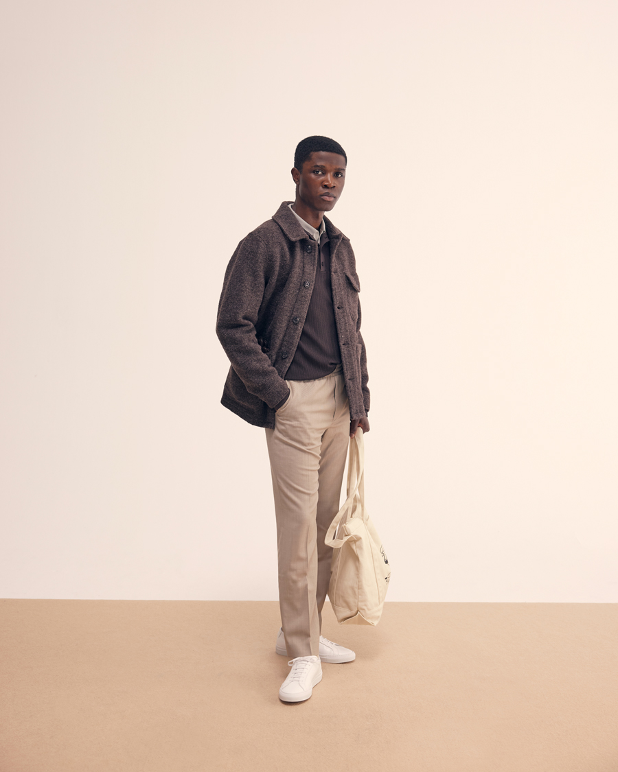 Men | Sweaters & Knitwear | Filippa K | Structured Knitted Polo Dark Oak