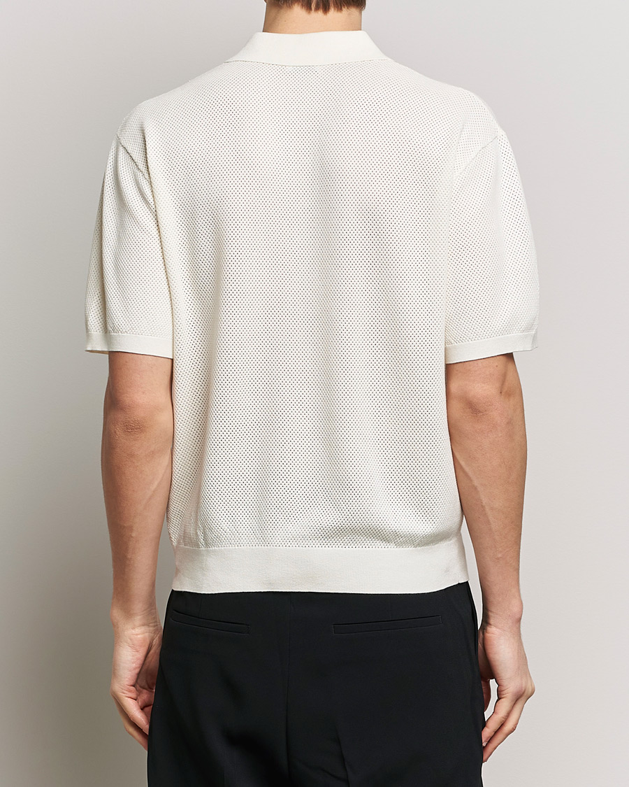 Men | Polo Shirts | Filippa K | Mesh Knitted Polo Chalk White