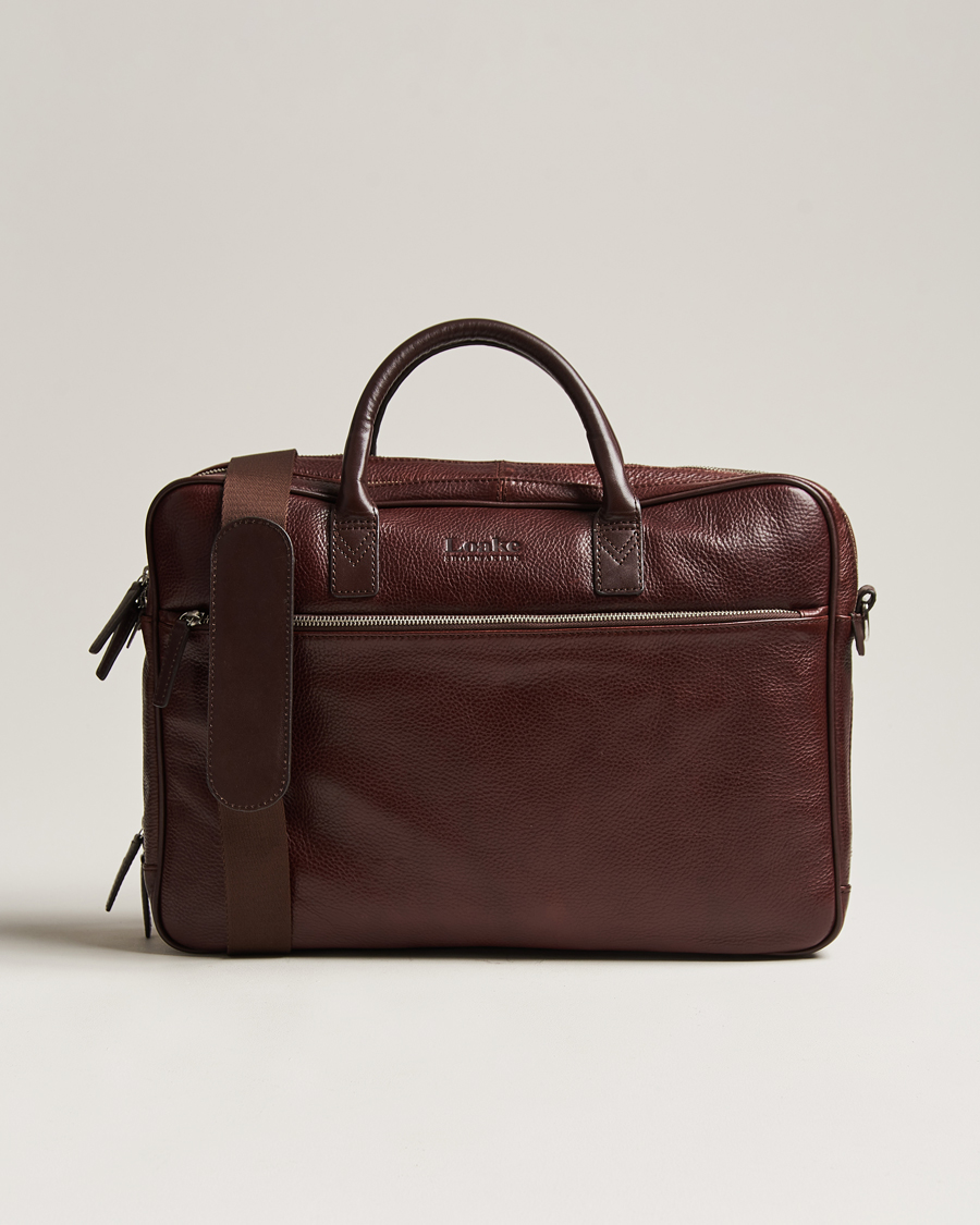 Men | Bags | Loake 1880 | Westminster Grain Leather Briefcase Dark Brown