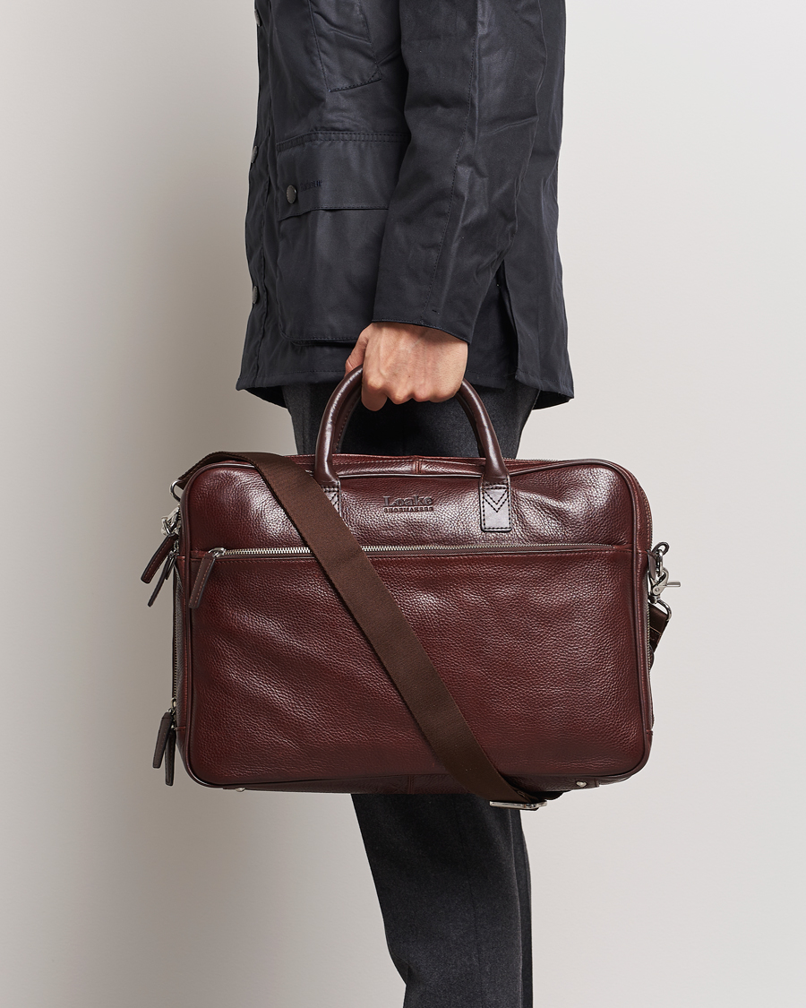 Men | Bags | Loake 1880 | Westminster Grain Leather Briefcase Dark Brown