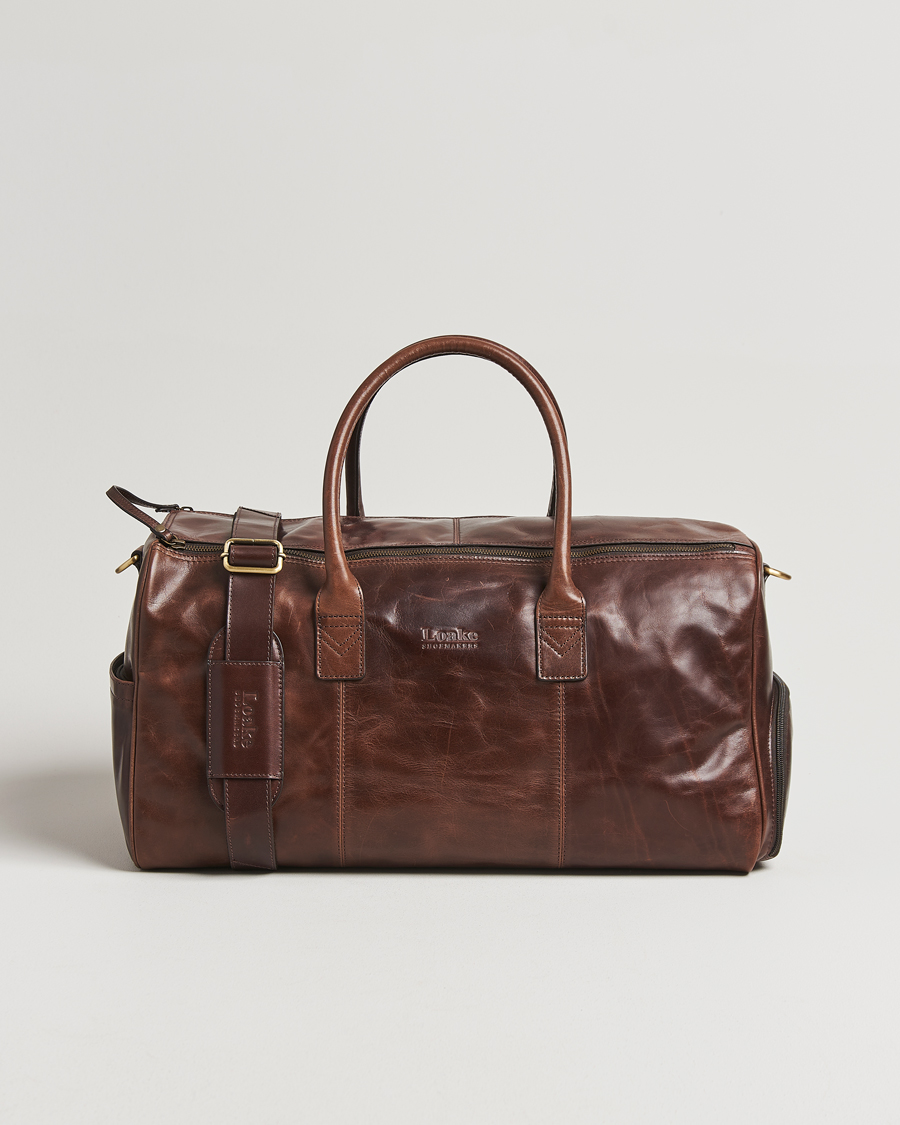 Men | Bags | Loake Shoemakers | Devon Leather Travel Bag Dark Brown
